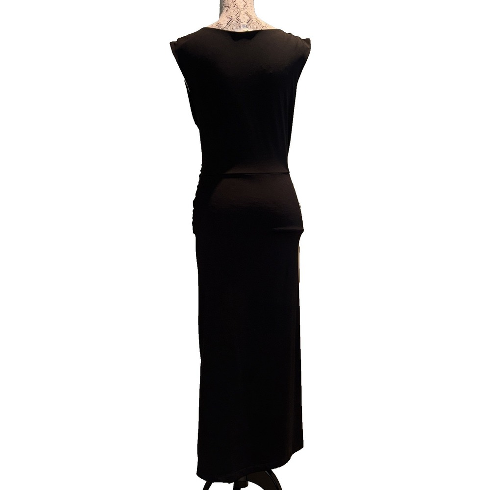 Halston Heritage size Small Black Twist Front Bateau Neck Gown maxi dress - Picture 3 of 12